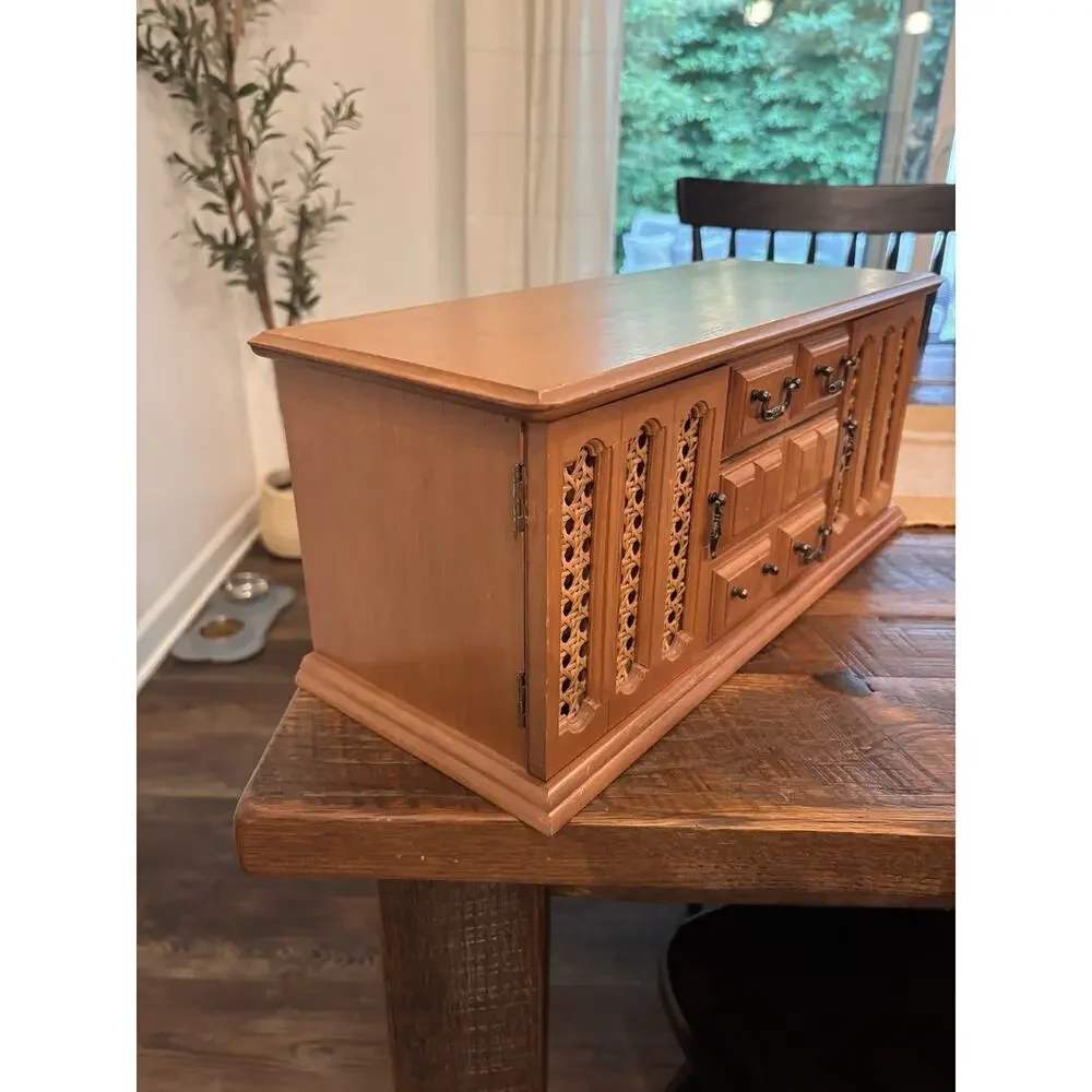 Vintage Tundra Jewelry Box 8 Drawer Wood Boho Retro MCM Mid Century Chest 80's